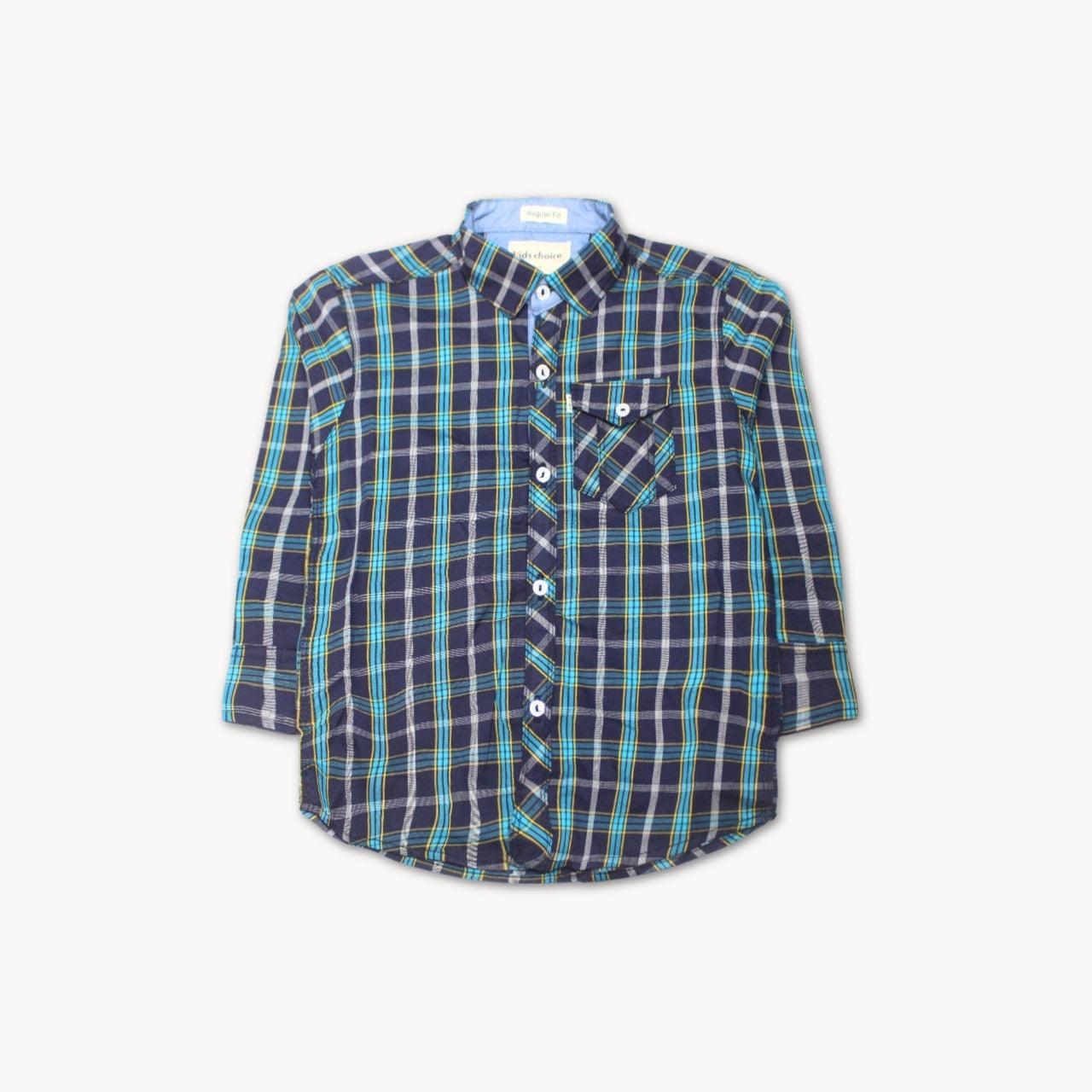 Light Blue & Navy Blue Checkered Casual Shirt Full Sleeves