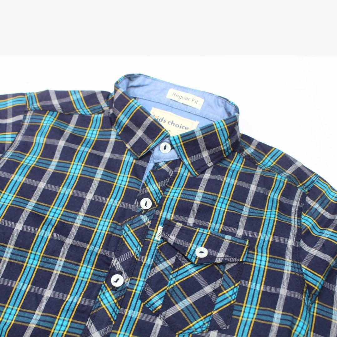 Light Blue & Navy Blue Checkered Casual Shirt Full Sleeves