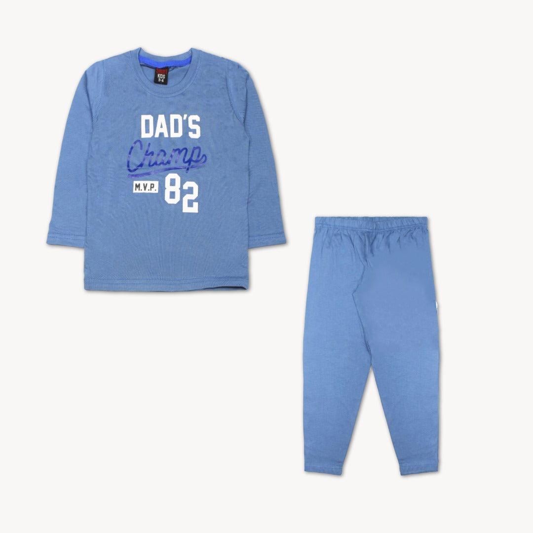 Blue Dad's Champ Light blue Jersy Pajama Shirt Set