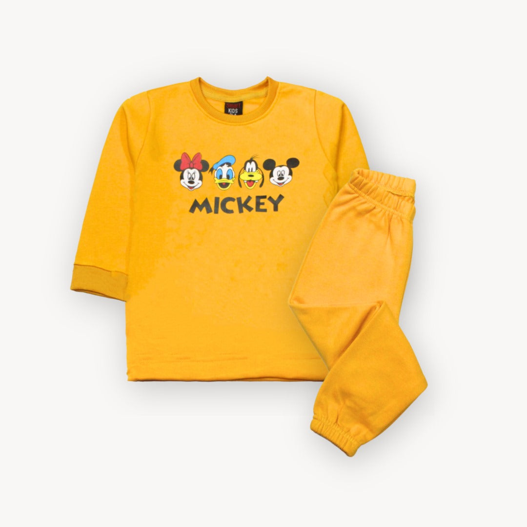 Yellow Mickey Fleece Pajama Shirt Set