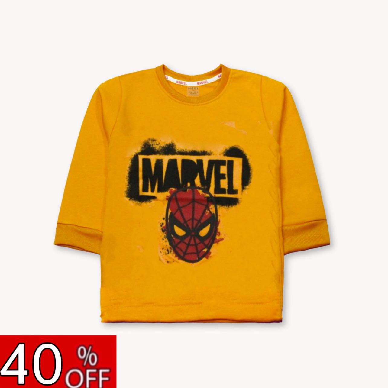 Yellow Amazing Spiderman Front/Back Printed Terry Sweat Shirt 40%OFF!!!